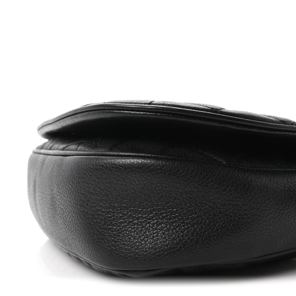 Calfskin Quilted Casual Pocket Messenger Flap Black