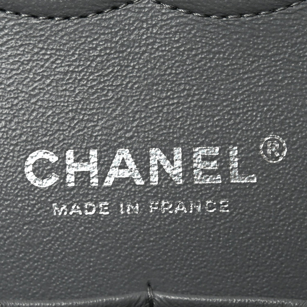 Caviar Quilted Medium Double Flap Grey