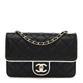 Lambskin Quilted Resin CC Mini Flap Bag Black White