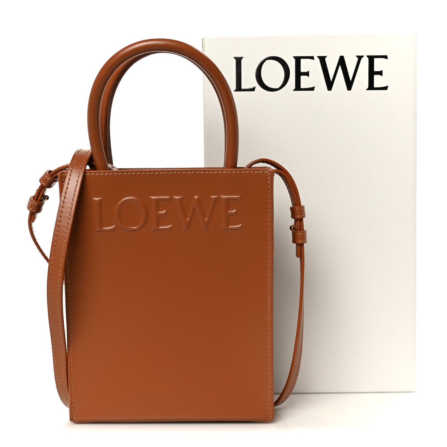 Smooth Calfskin Logo Small A5 Tote Tan