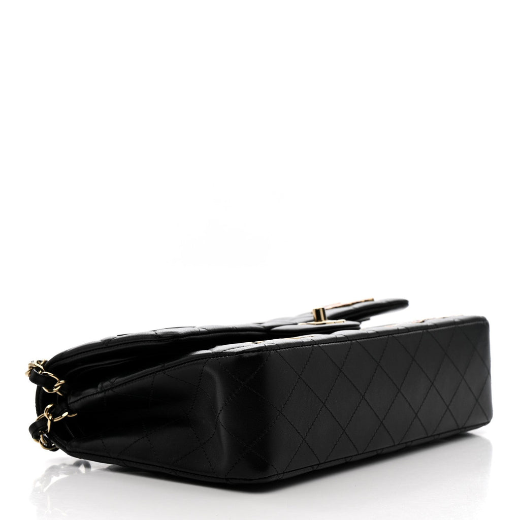 Lambskin Quilted Medium Hollywood Charms Double Flap Black