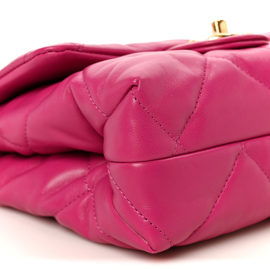 Lambskin Quilted Small Chain Top Handle Flap Fuchsia