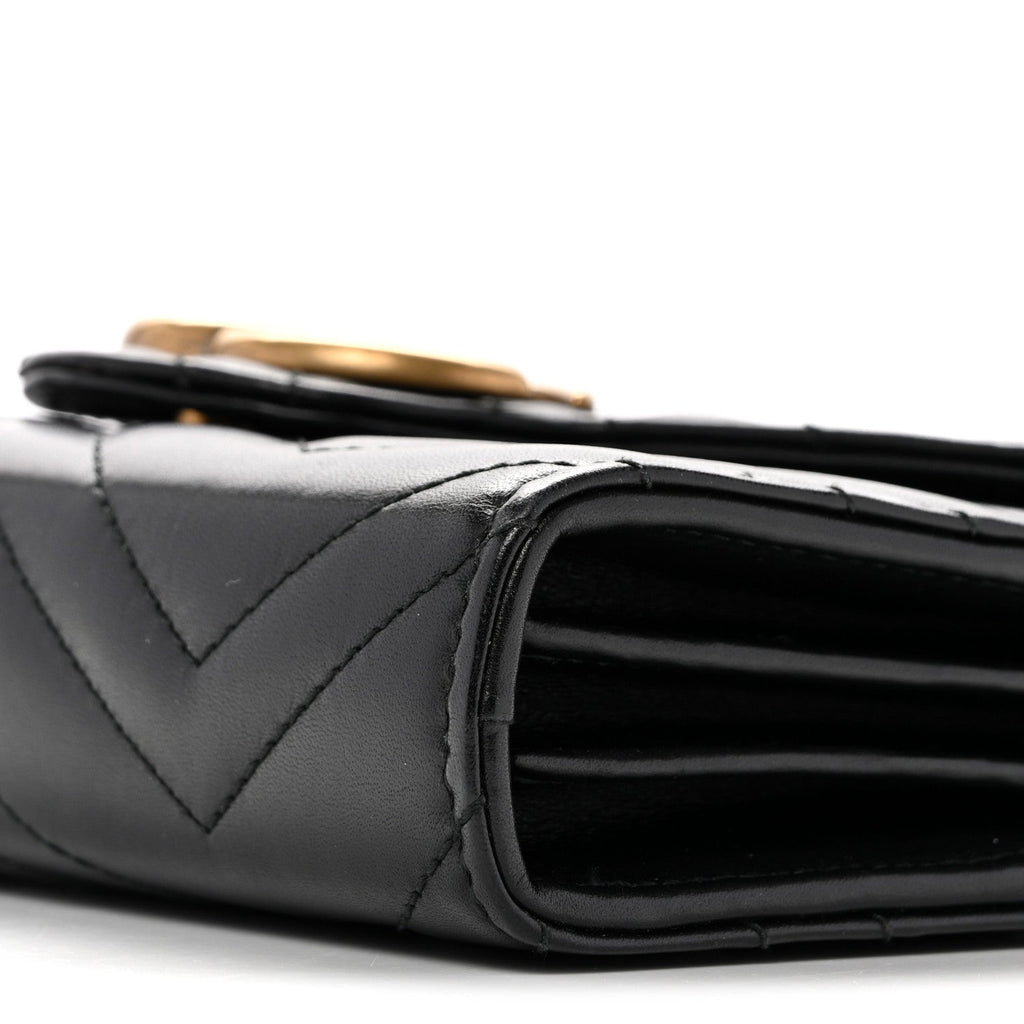 Calfskin Matelasse GG Marmont Chain Wallet Black Black
