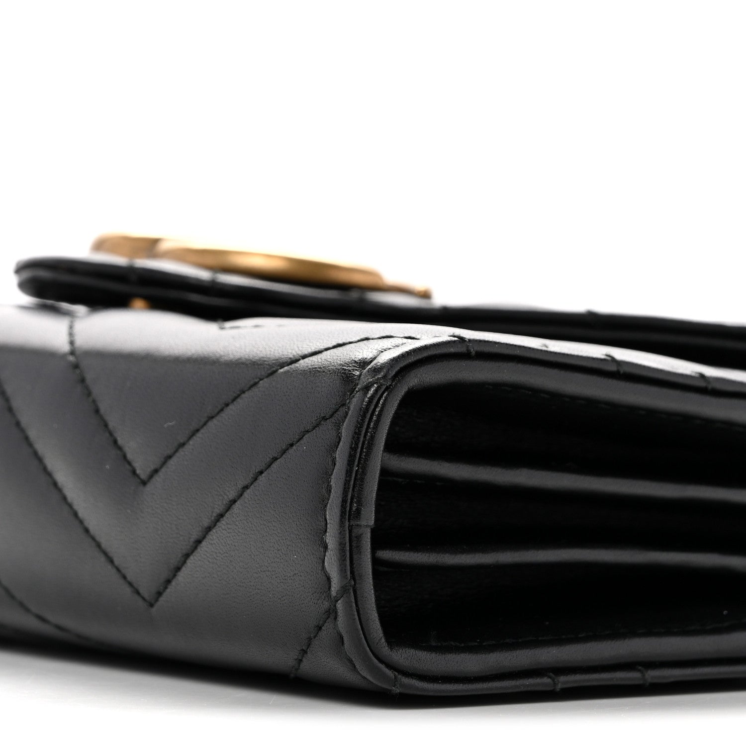 Calfskin Matelasse GG Marmont Chain Wallet Black Black