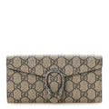 GG Supreme Monogram Dionysus Chain Clutch Wallet Beige Taupe