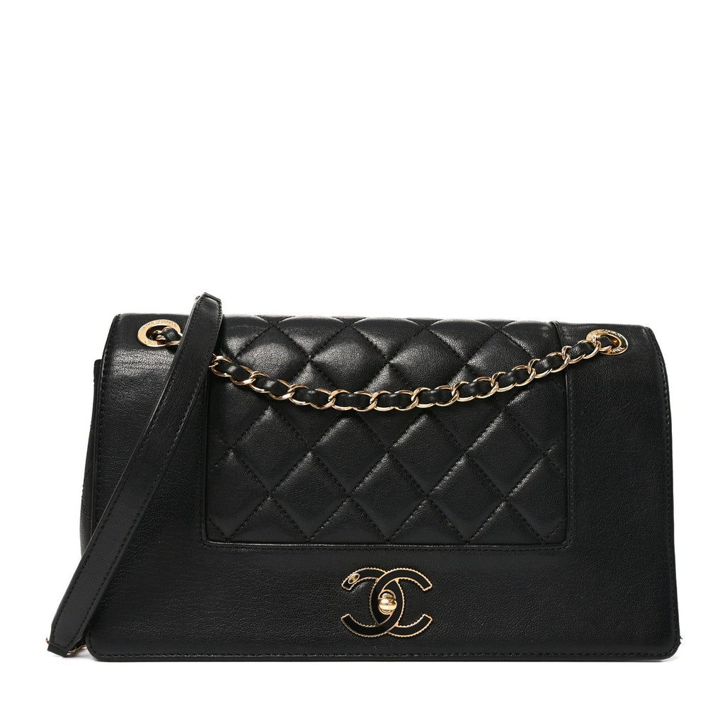 Sheepskin Quilted Vintage Mademoiselle Flap Black
