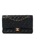 Caviar Quilted Medium Double Flap Black