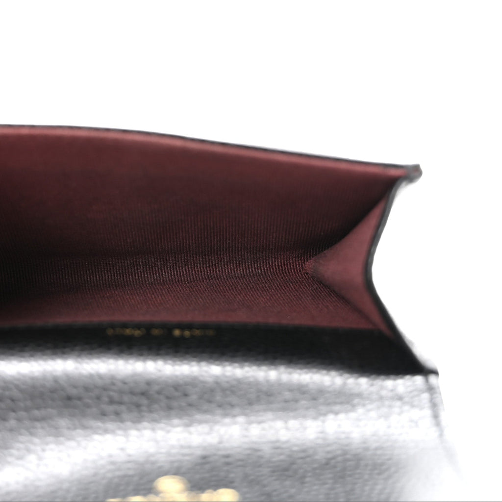 Caviar Quilted Flap Card Holder Wallet Black