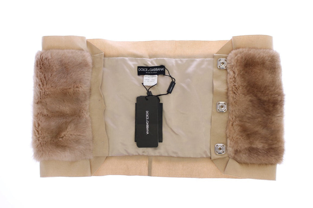 Dolce & Gabbana Beige MINK Fur Scarf Foulard Neck Women's Wrap