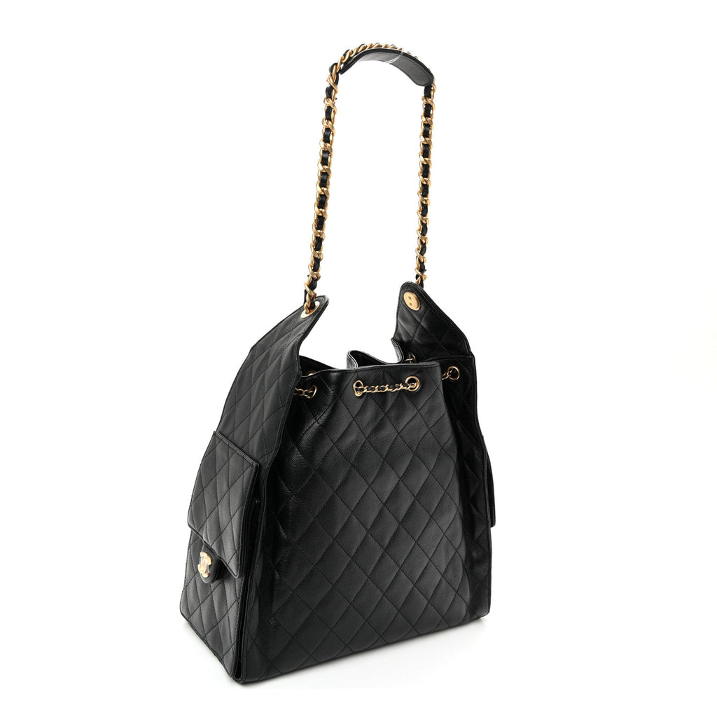 Caviar Quilted Medium Chanel 25 Handbag Black