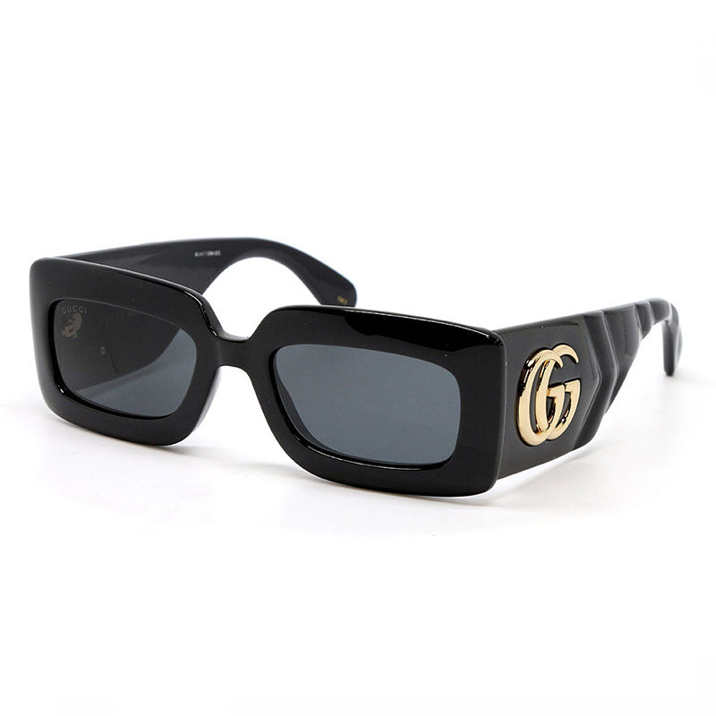 Gucci Sunglasses Rectangle Full Rim, Black Frame and Grey Lens GG0811S001