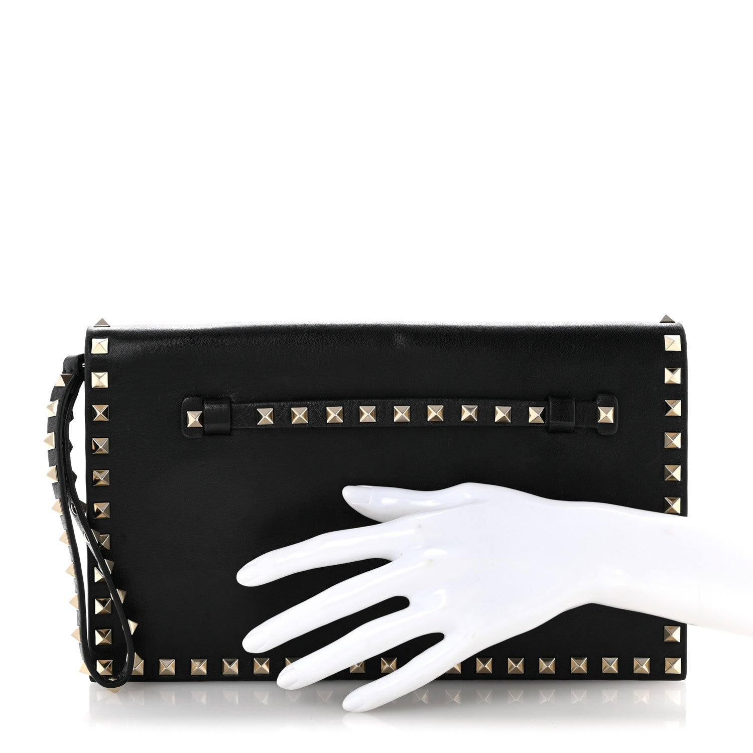 Nappa Rockstud Wristlet Clutch Black