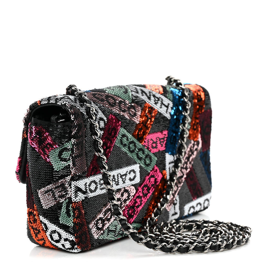 Sequin Logo Small Flap Ruthenium Multicolor
