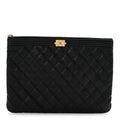 Caviar Quilted Medium Boy Cosmetic Case Black