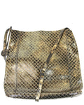 Bottega Veneta Gold / Black Leather Medium Intrecciomirage Messenger Bag