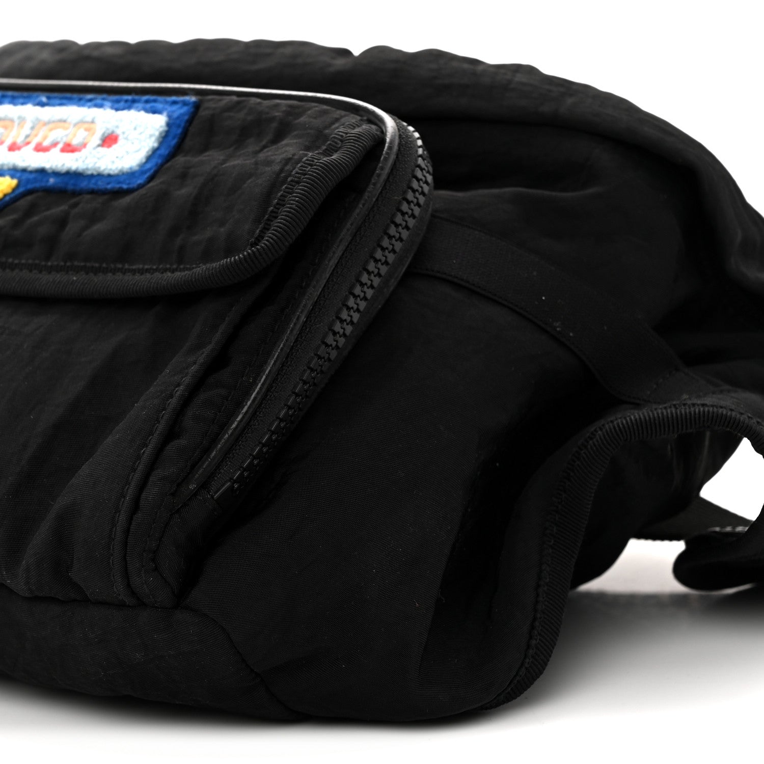 Nylon 80s Logo Patch Belt Bag Black