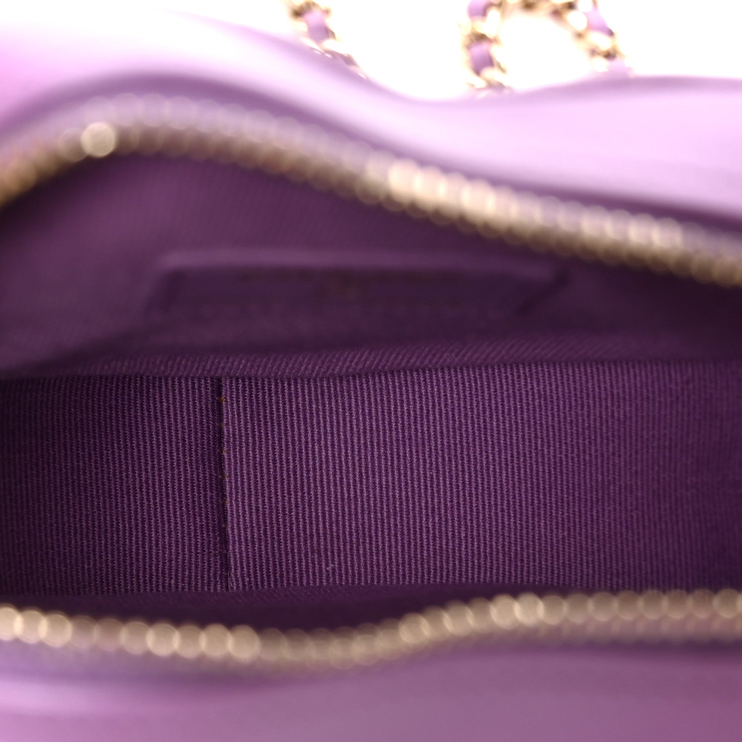 Lambskin Quilted CC In Love Heart Clutch With Chain Purple