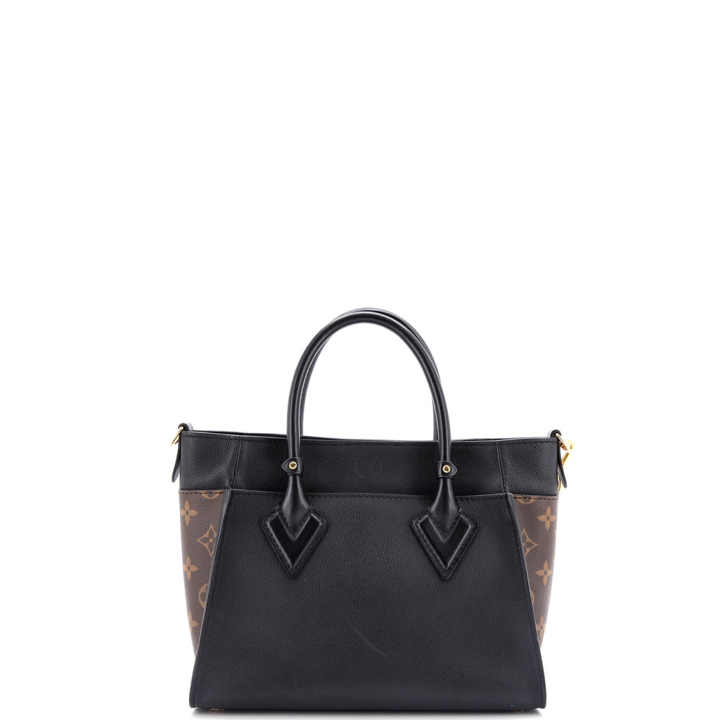 Louis Vuitton On My Side Tote Leather with Monogram Canvas PM