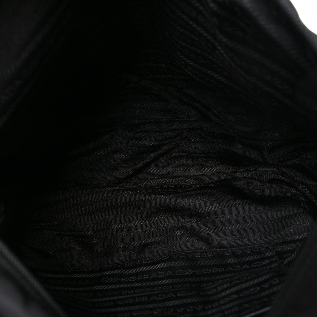 Tessuto Nylon Saffiano Double Buckle Messenger Shoulder Bag Black