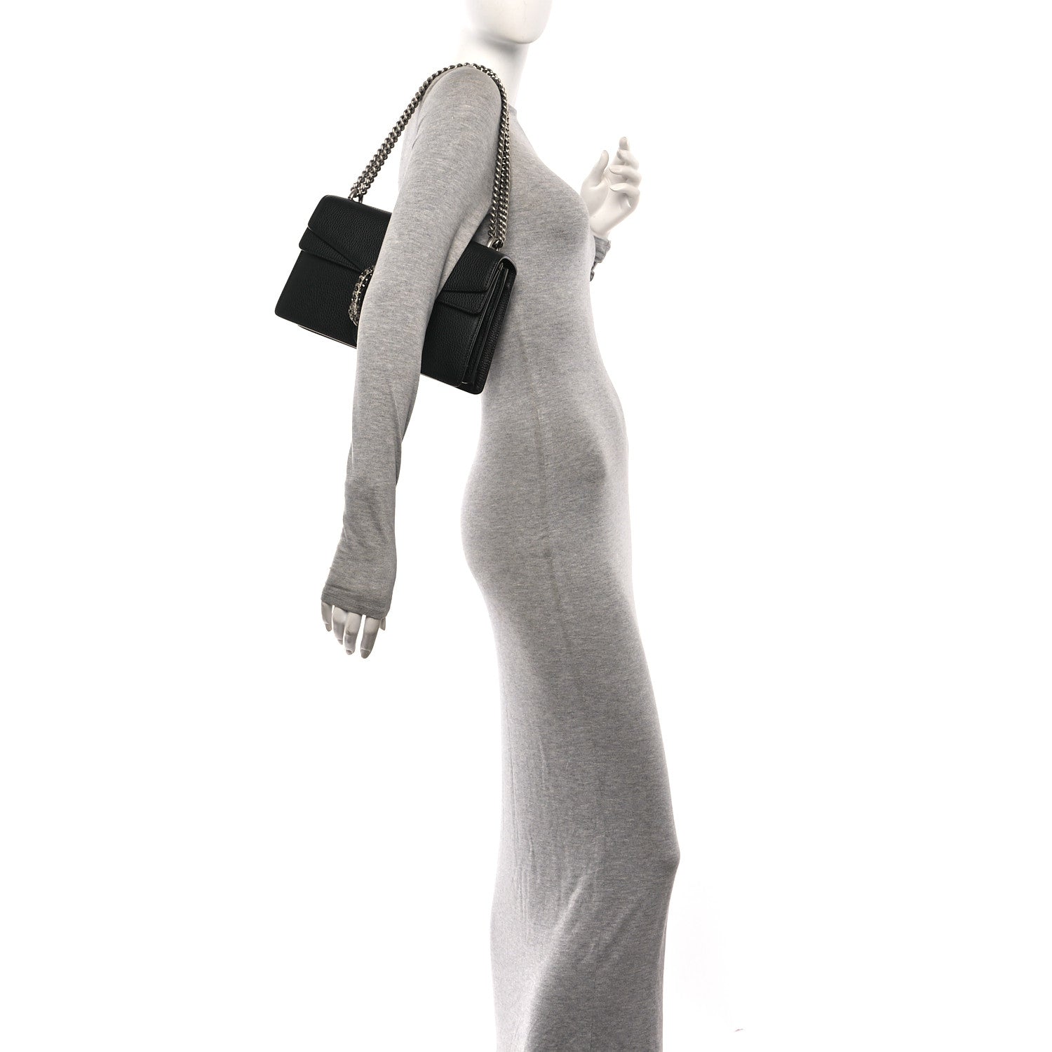 Pebbled Calfskin Small Dionysus Shoulder Bag Black