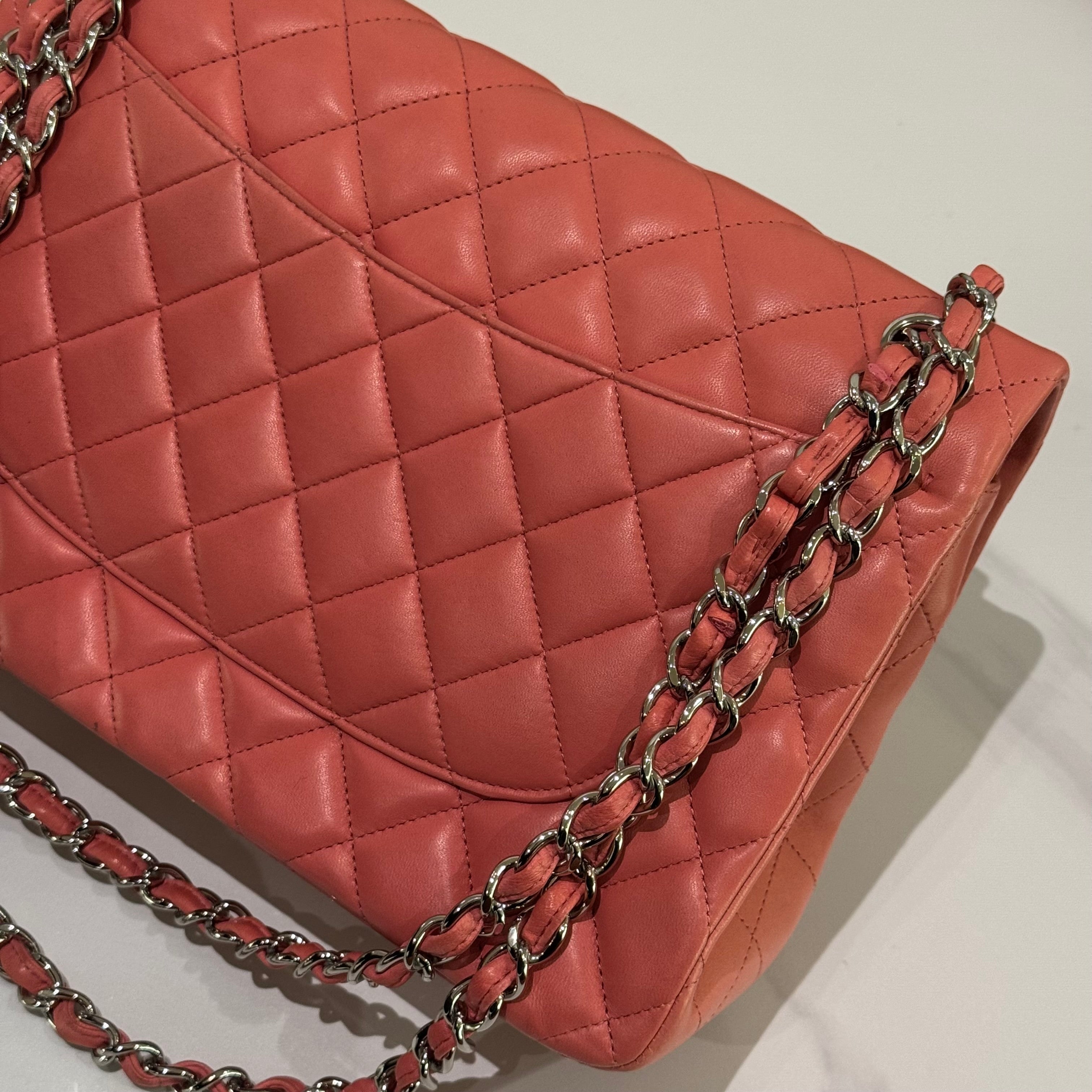 CHANEL CF CLASSIC FLAP BAG PINK LAMBSKIN