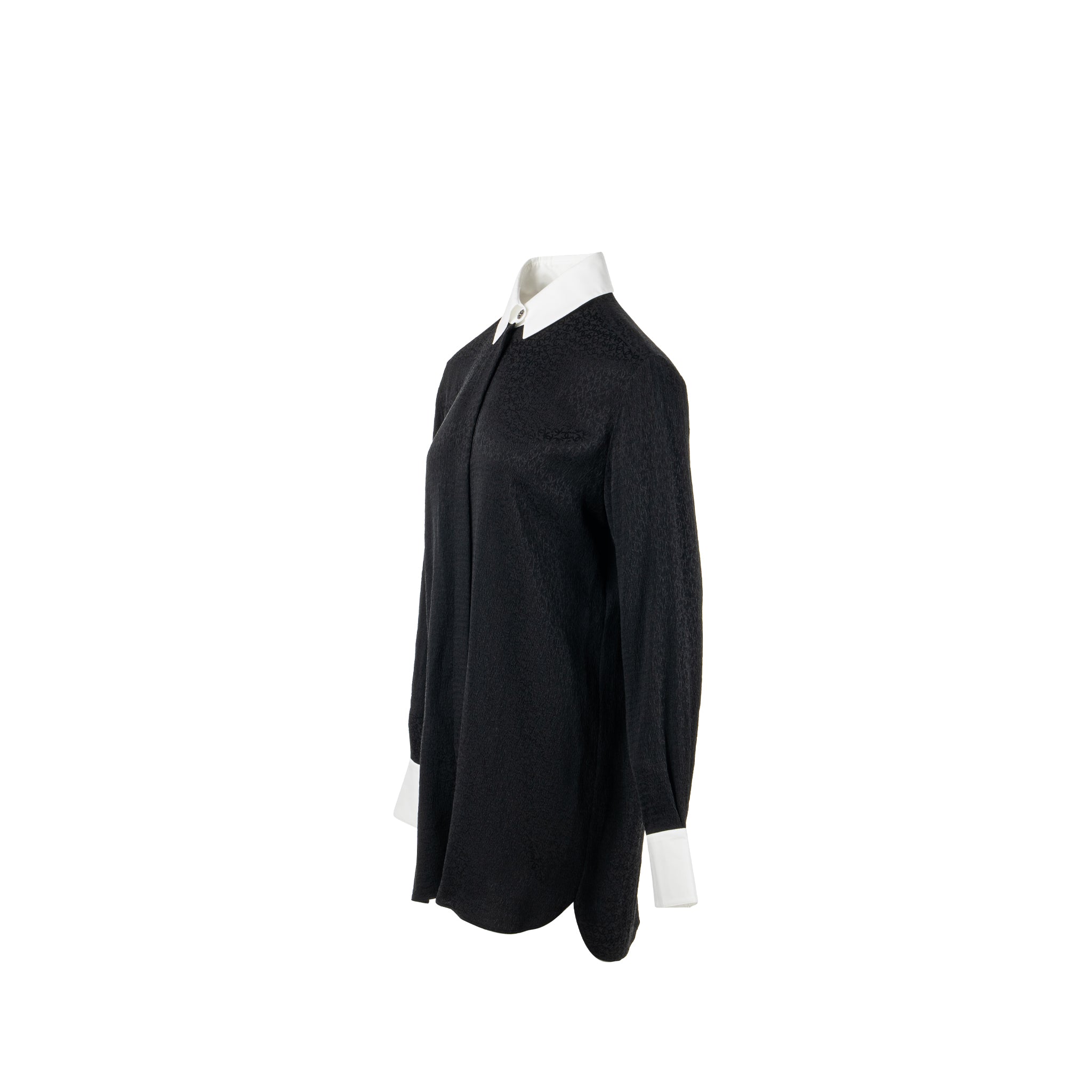 Chanel 21k Size 36 cc logo printed Tunic / Shirt Silk Black/White