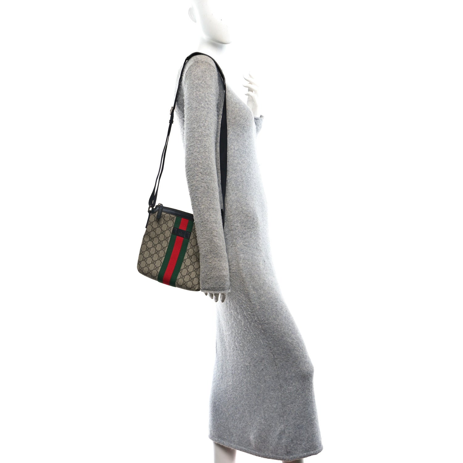 GG Supreme Monogram Web Messenger Bag Black