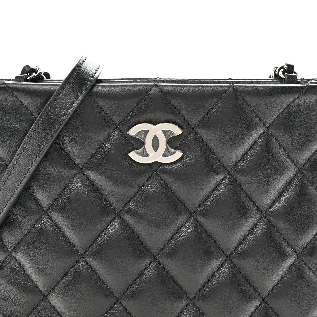 Lambskin Quilted Uniform Crossbody Bag Black