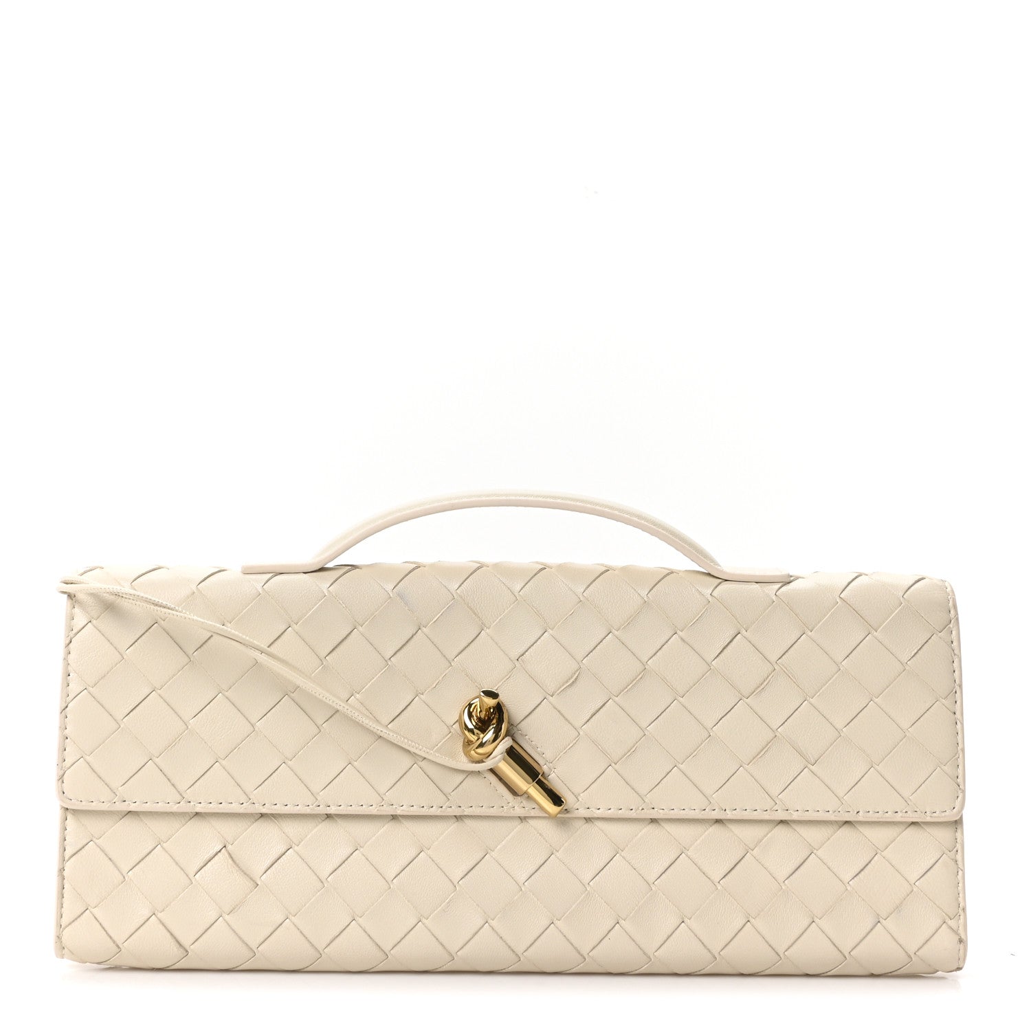 Nappa Intrecciato Long Andiamo Top Handle Clutch Sea Salt