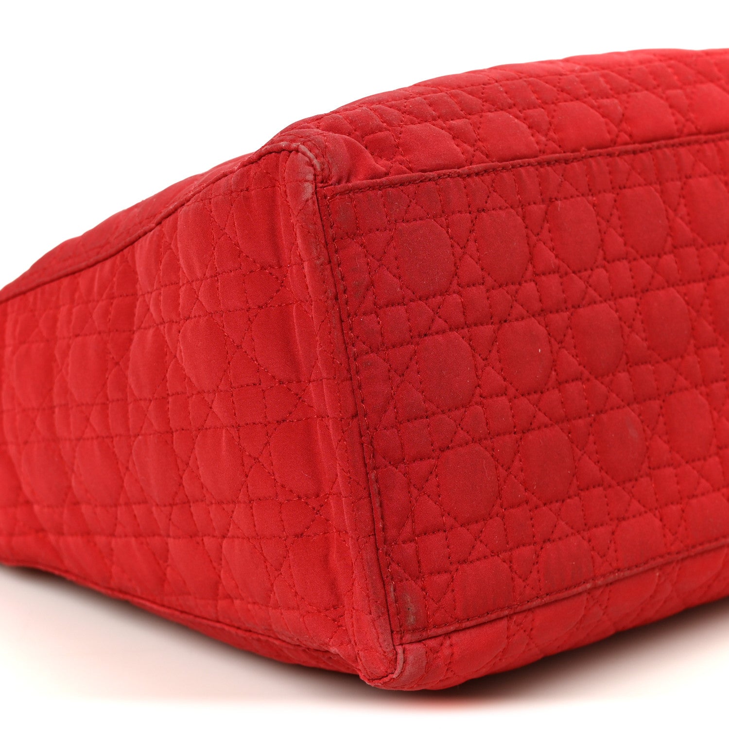 Nylon Cannage Medium Lady Dior Red