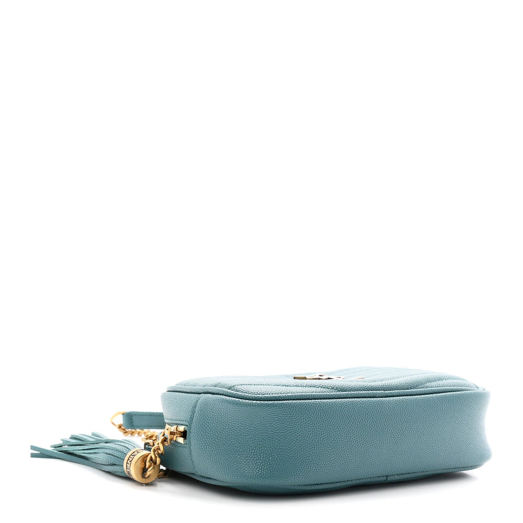 Grain De Poudre Matelasse Monogram Mini Lou Camera Bag Blue Vert