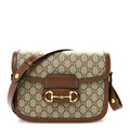 GG Supreme Monogram Azalea Calfskin Horsebit 1955 Shoulder Bag Beige Brown Sugar