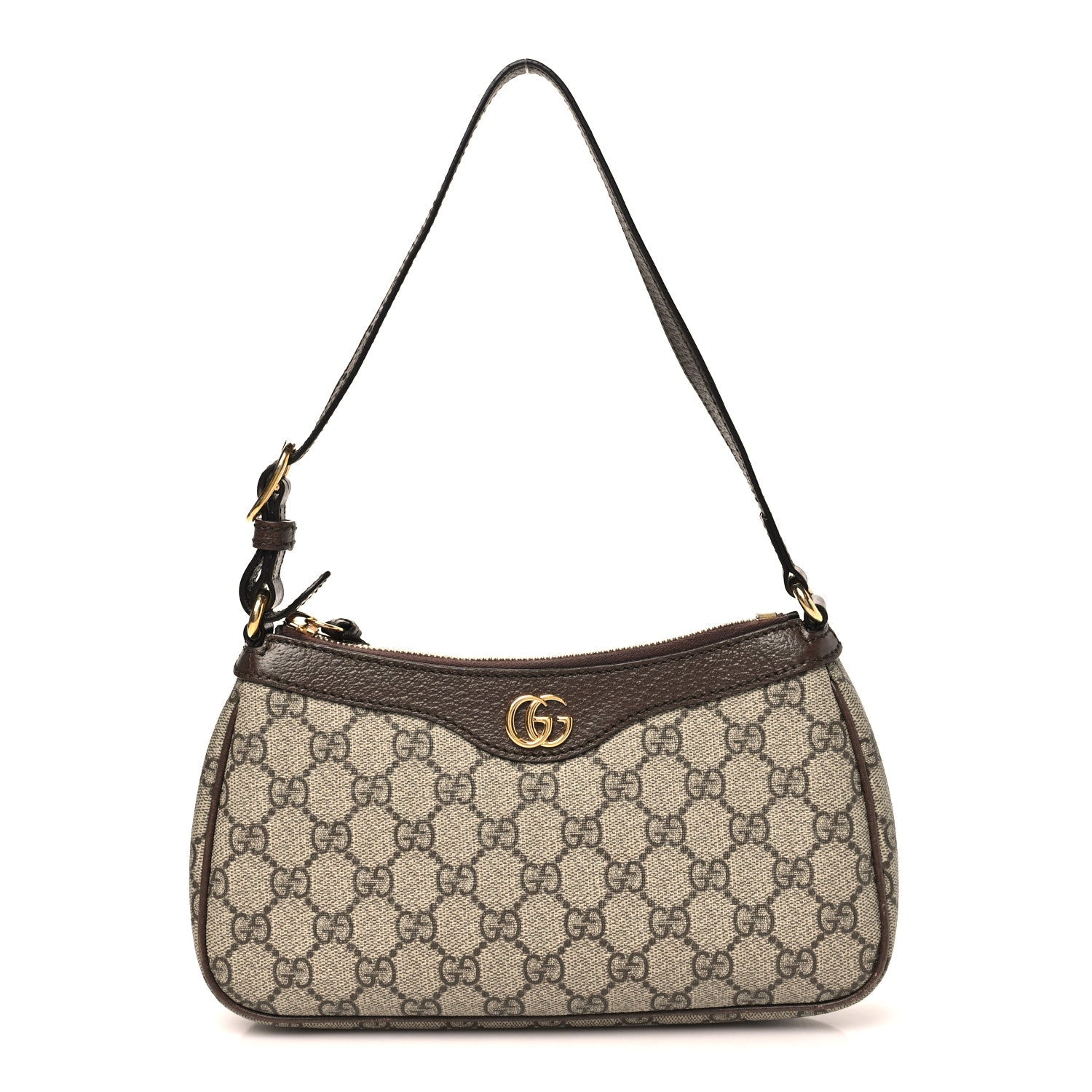 GG Supreme Monogram Textured Dollar Calfskin Small Ophidia Hobo Beige Ebony New Acero