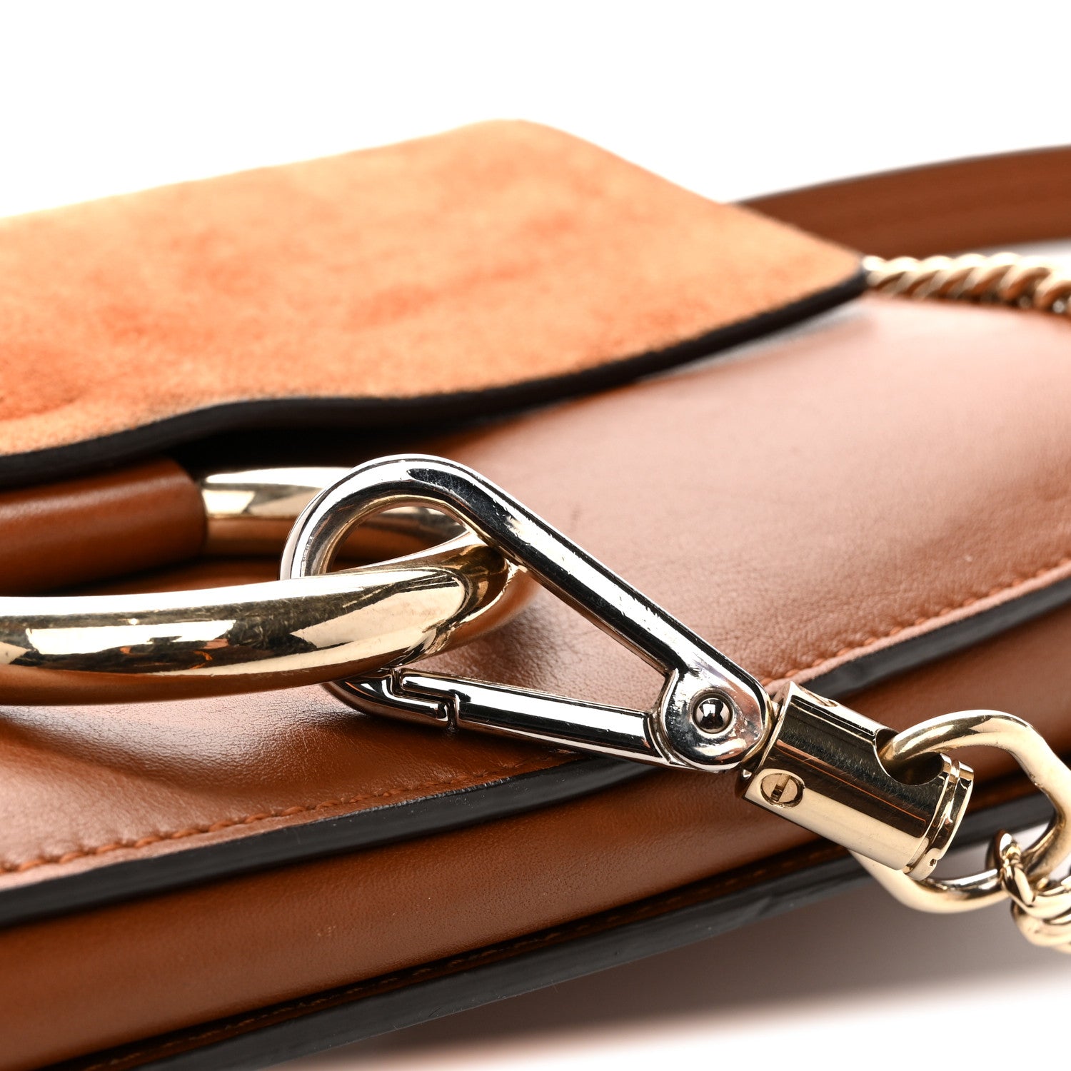 Suede Calfskin Small Faye Shoulder Bag Tobacco
