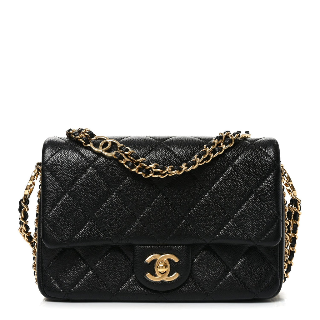 Caviar Quilted Mini CC You Flap Black