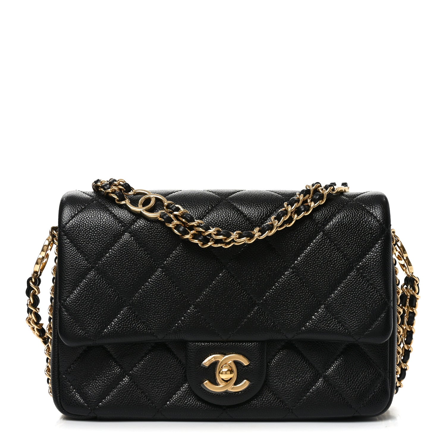 Caviar Quilted Mini CC You Flap Black
