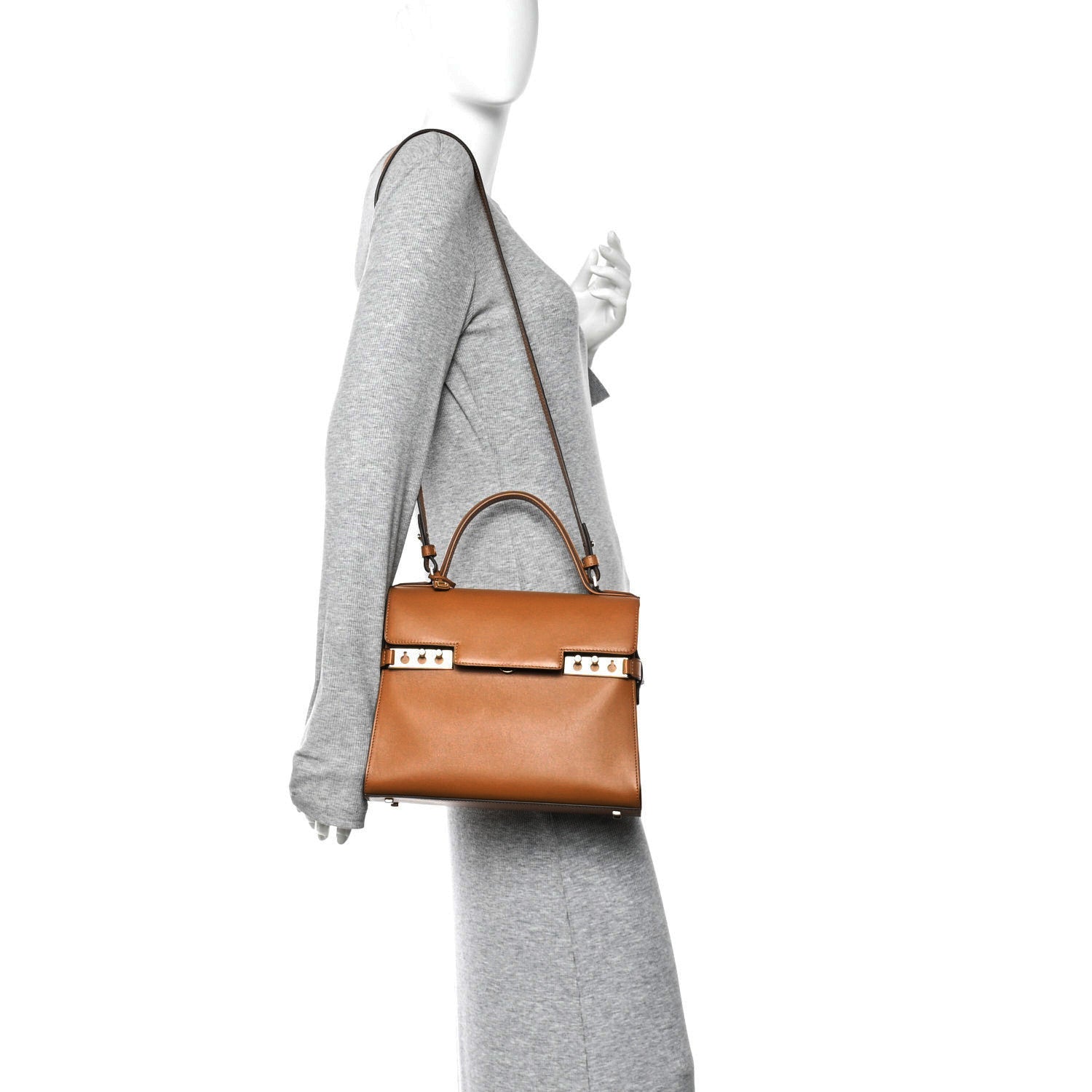 Calfskin MM Tempete Satchel Camel