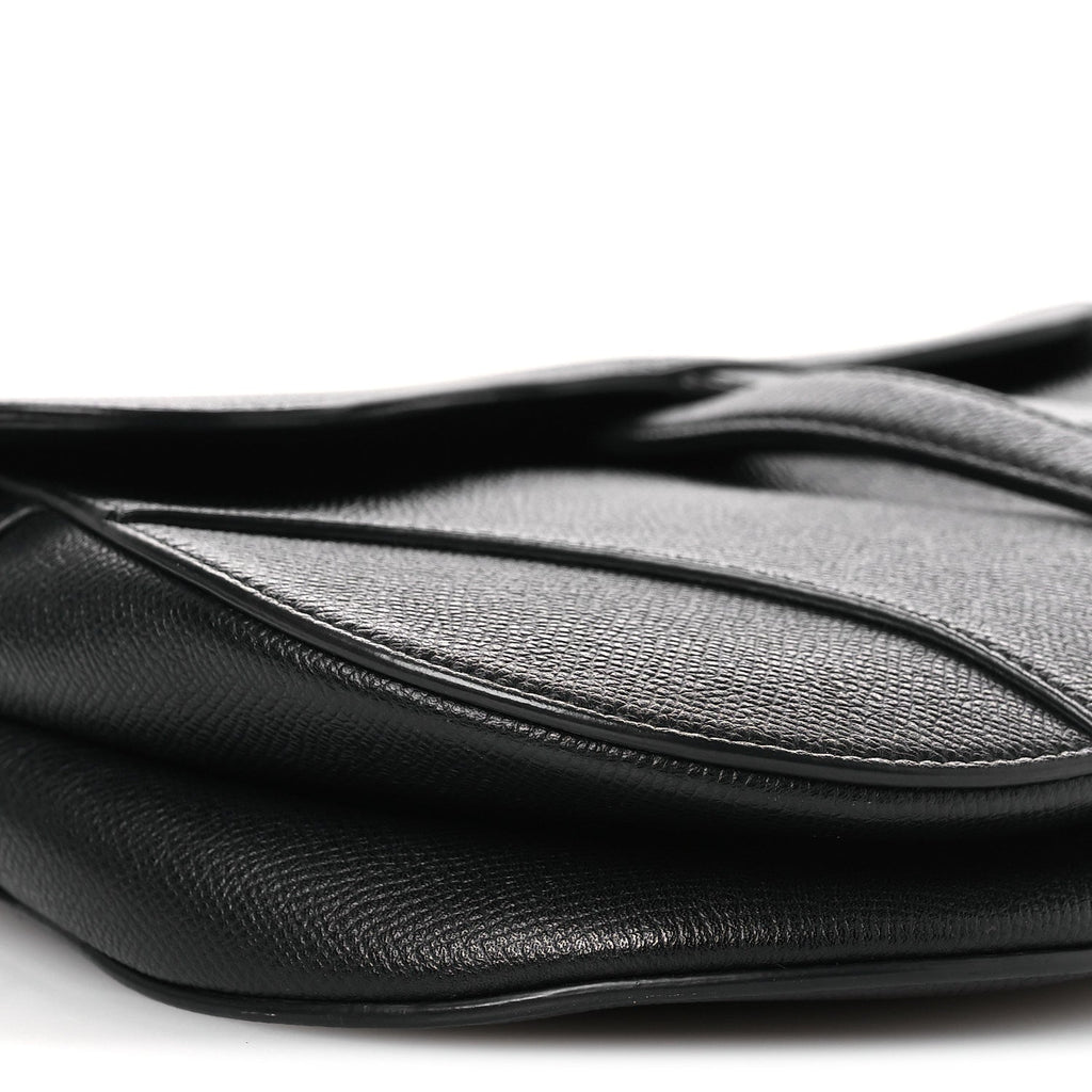 Grained Calfskin Saddle Bag Black