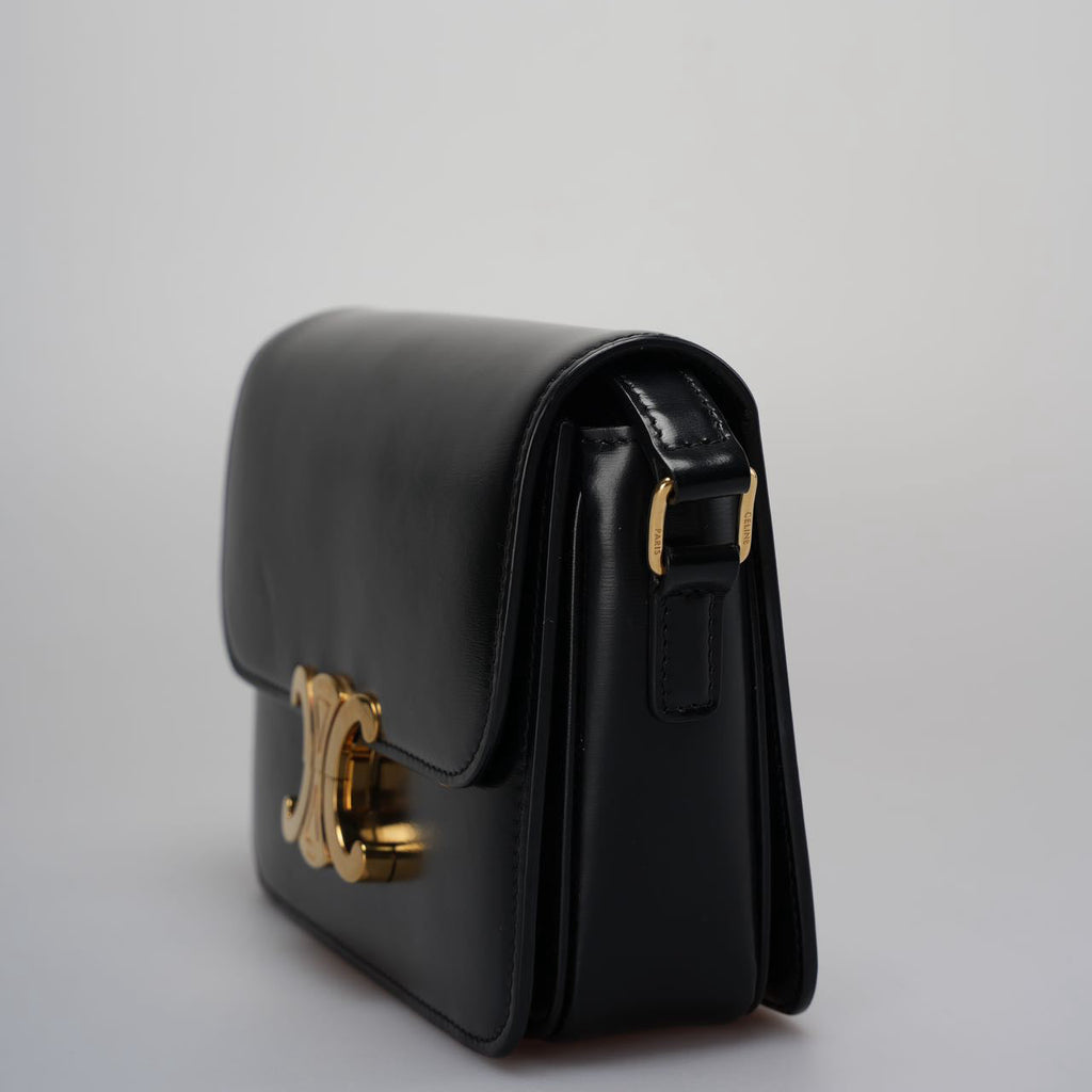 Celine Black Triomphe Crossbody Bag   2021 Small Calfskin