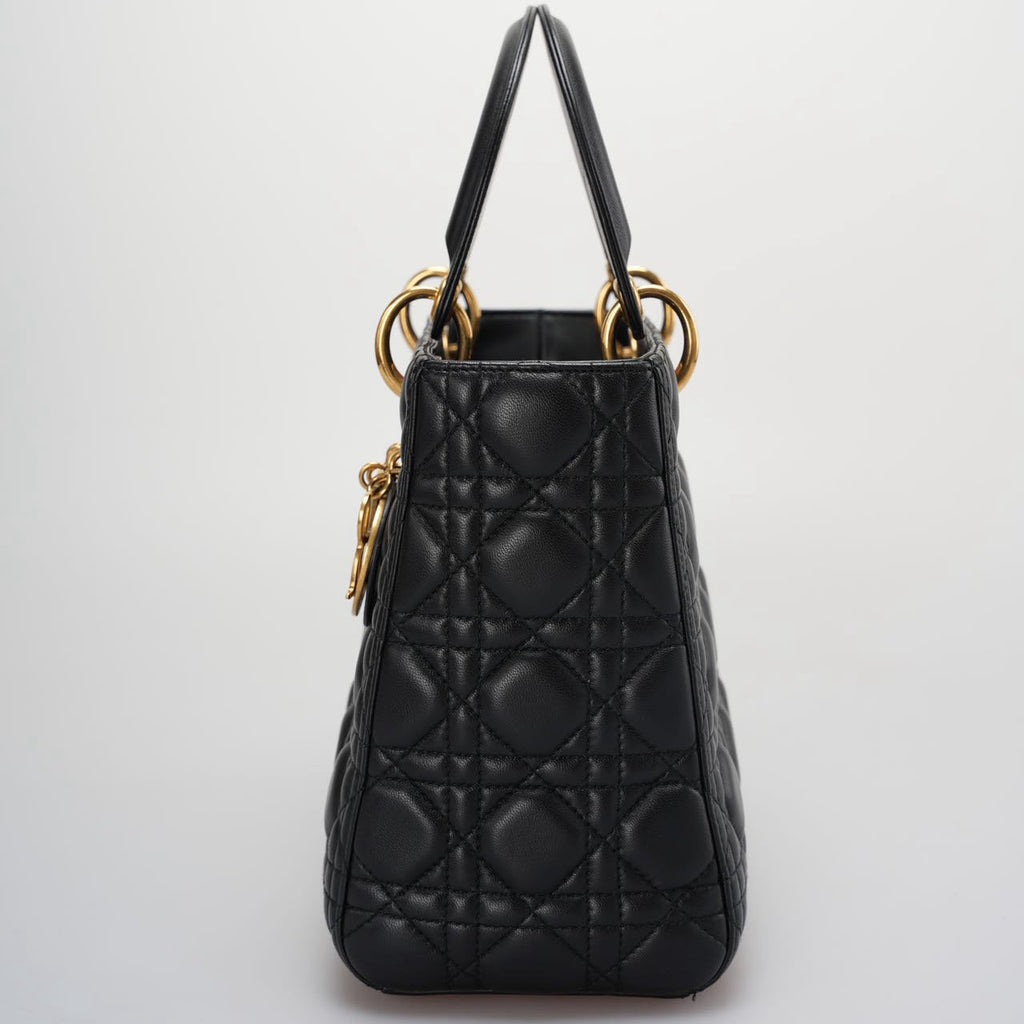 Christian Dior Black Medium Lambskin Leather with Gold Hardware from 2017