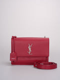 Saint Laurent Grained Calfskin Medium Monogram Sunset  bag in Red