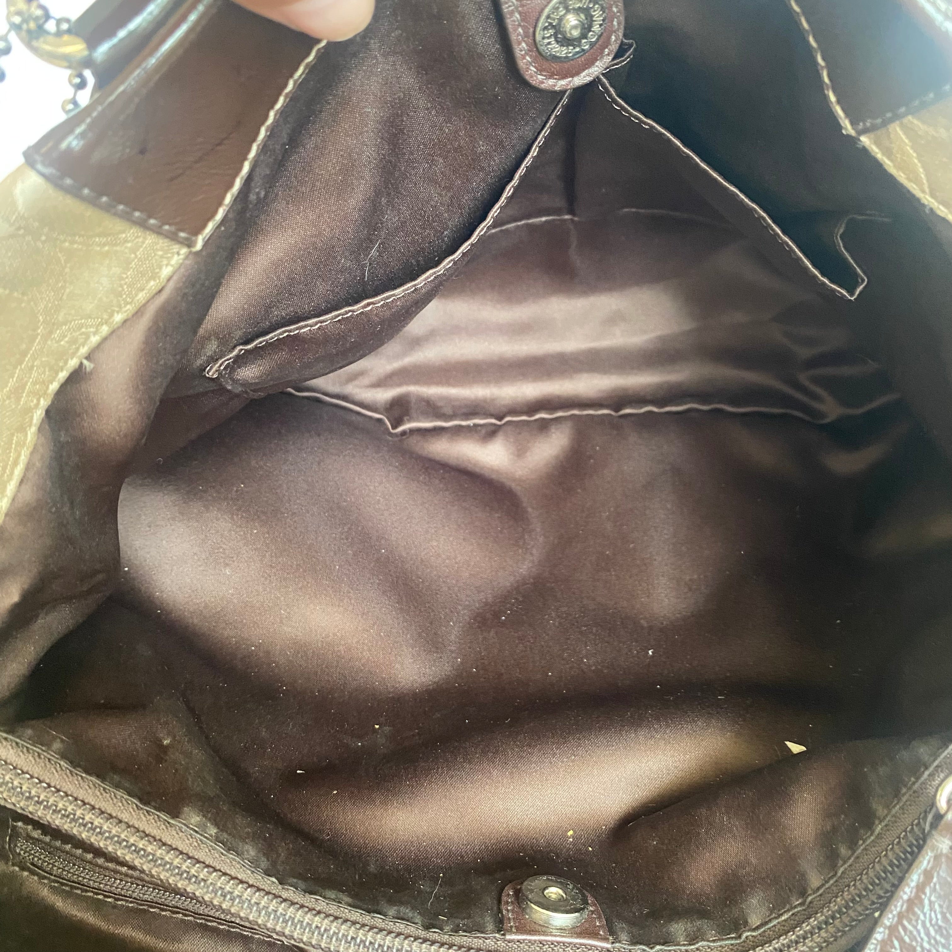 COACH Ashley Signature C Satchel Khaki/ Mahogany Handbag