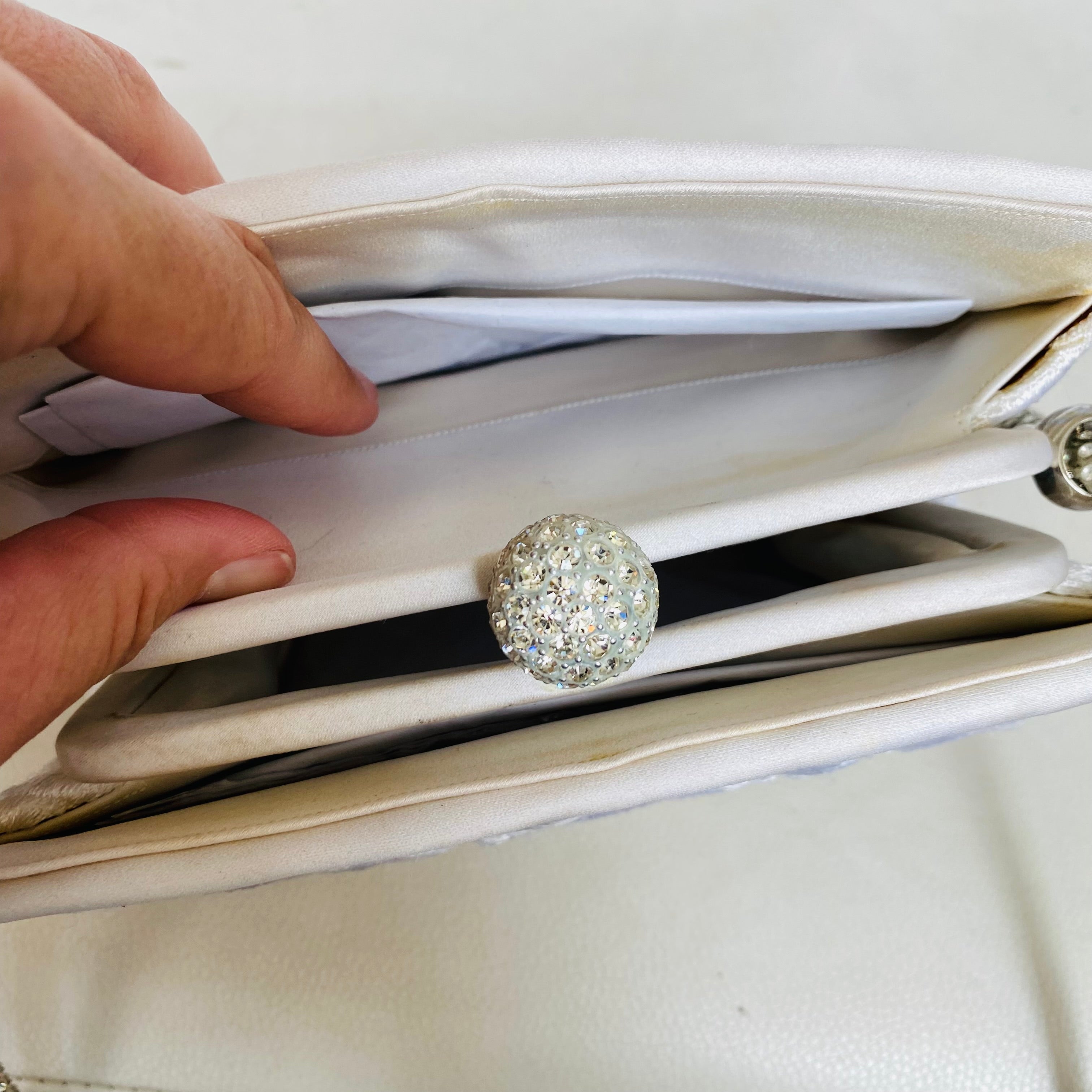JUDITH LEIBER White/Crystal Shoulder Bag Bridal Handbag