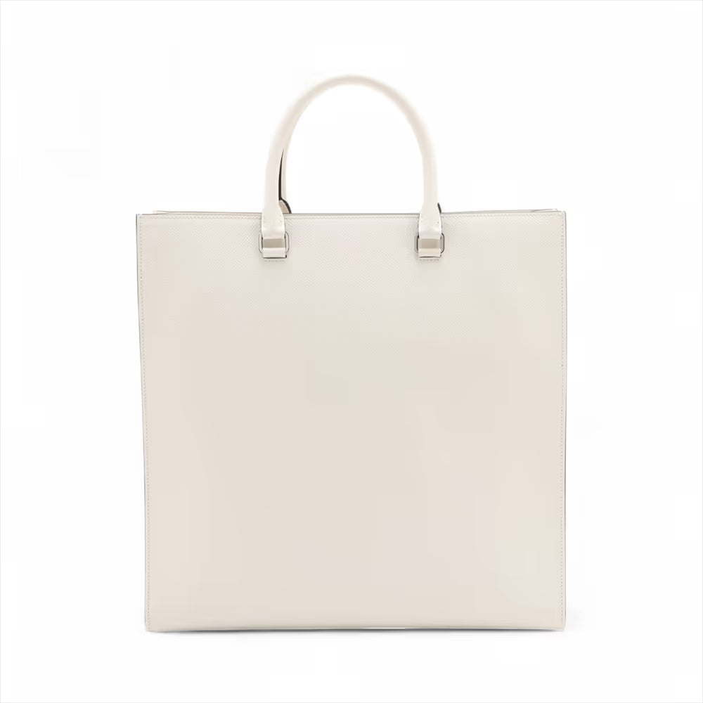 Prada Saffiano Cuir Leather Two-Way Tote Bag White