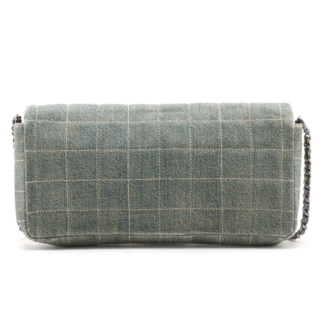 Chanel Chocolate Bar Denim Chain Shoulder Bag Blue