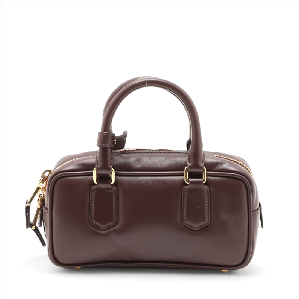 Miu Miu Arkady Leather Two-Way Handbag Brown