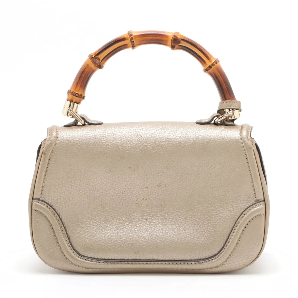 Gucci New Bamboo Leather Handbag Gold