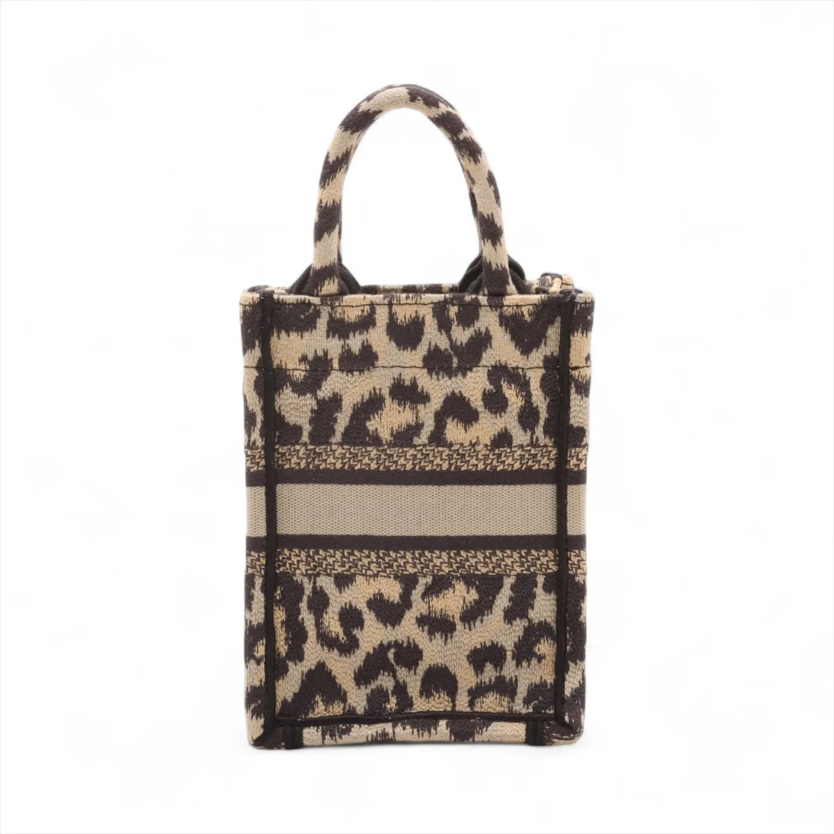 Christian Dior Leopard Vertical Book Tote Canvas Two-Way Handbag
