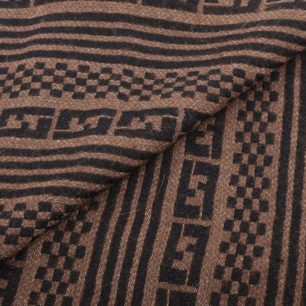 Fendi Logo Wool Scarf Brown x Black