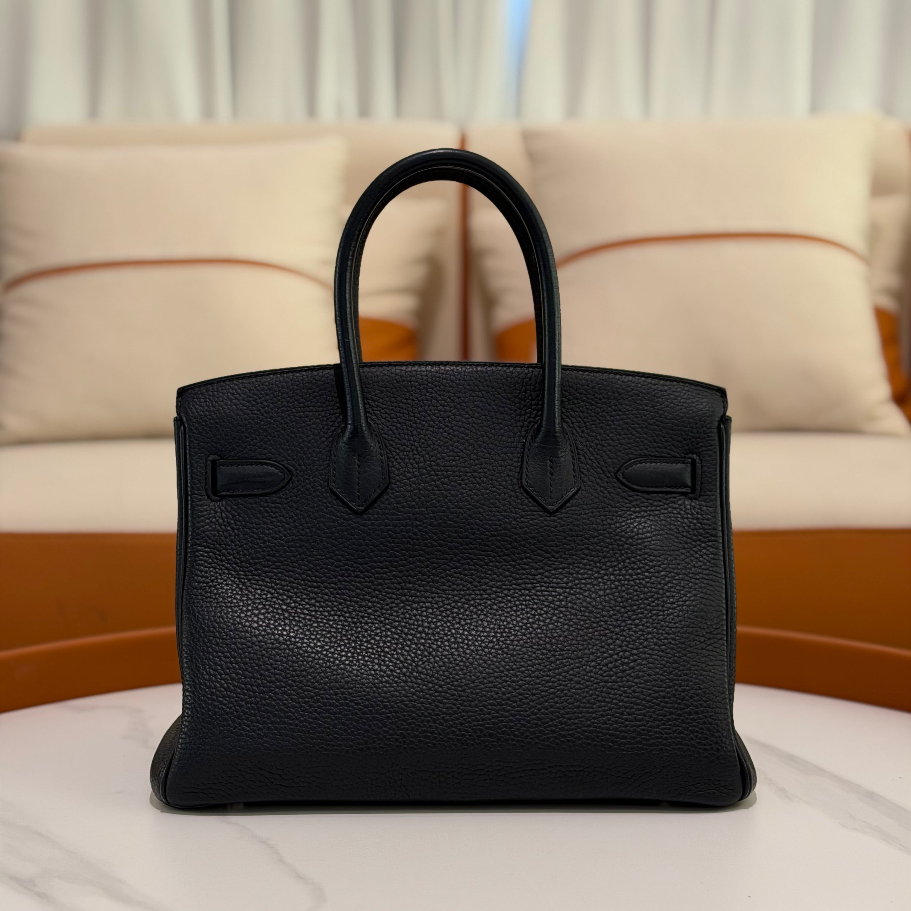 Hermes Birkin 30 Bleu Nuit 27 with Silver Hardware (Stamp T)